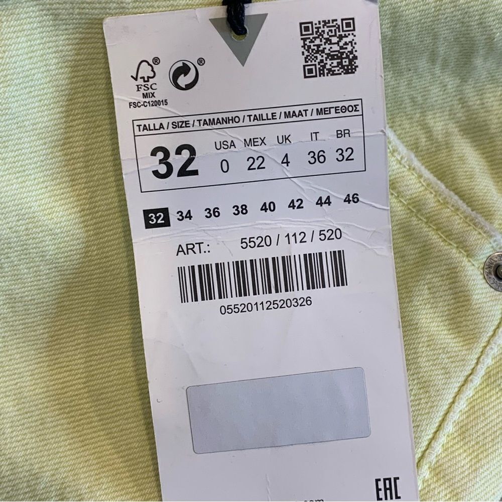 Zara Women's Yellow Denim Shorts High Rise Size 0 - Picture 8 of 12
